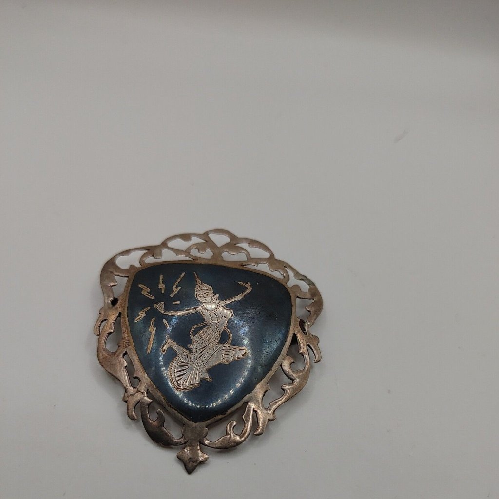 Vintage 1930's Brooch Dancer Heart Open Work Siam Sterling Openwork